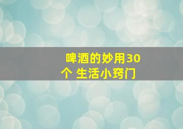 啤酒的妙用30个 生活小窍门